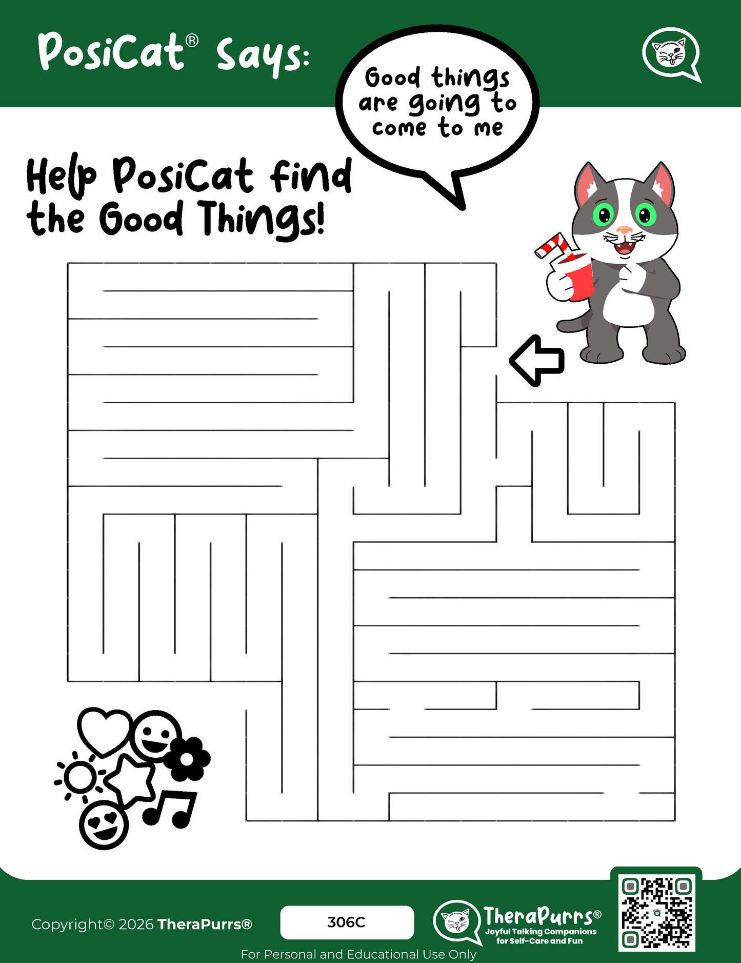 PosiCat's Printables - Activities Booklet 306: Good things are going to come to me
