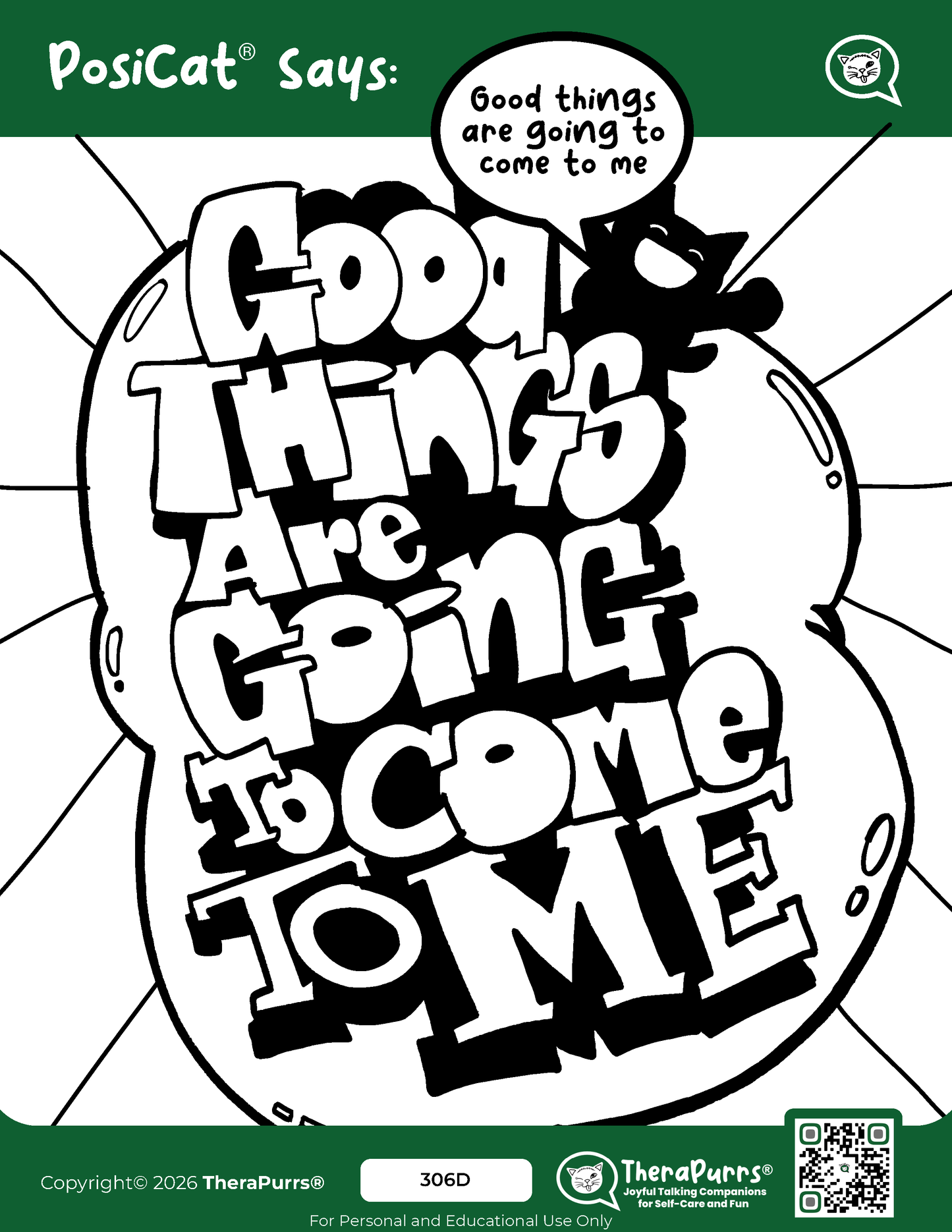 PosiCat's Printables - Activities Booklet 306: Good things are going to come to me