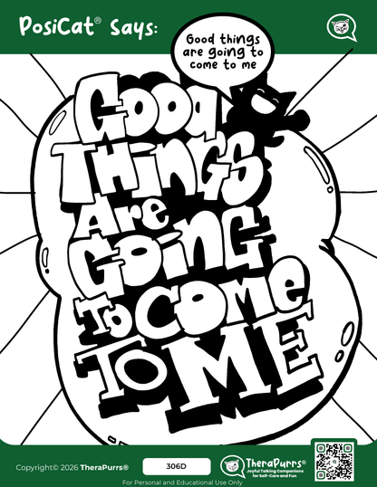 PosiCat's Printables - Activities Booklet 306: Good things are going to come to me