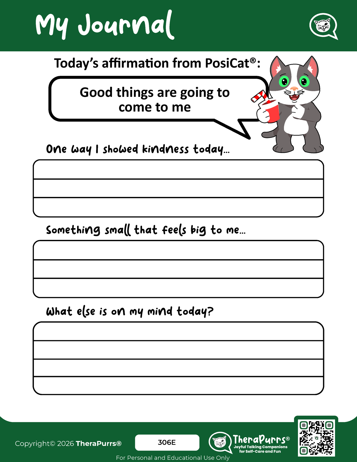 PosiCat's Printables - Activities Booklet 306: Good things are going to come to me