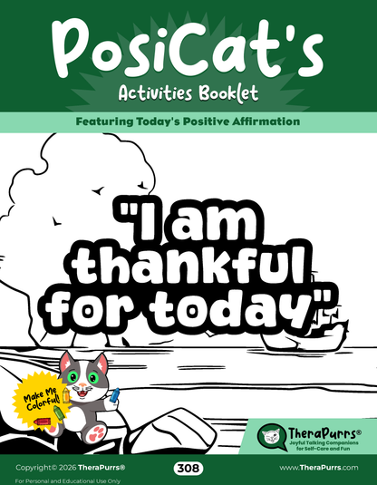 PosiCat's Printables - Activities Booklet 308: I am thankful for today