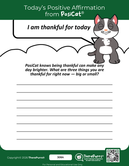 PosiCat's Printables - Activities Booklet 308: I am thankful for today
