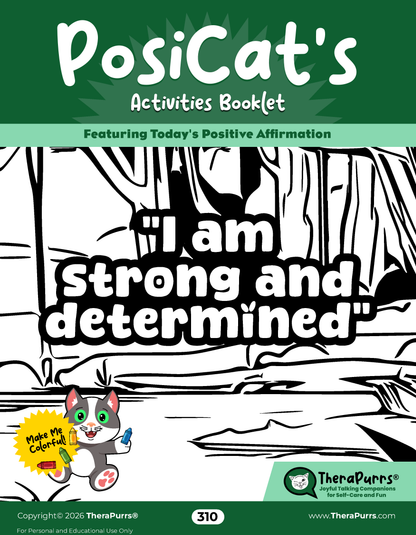 PosiCat's Printables - Activities Booklet 310: I am strong and determined