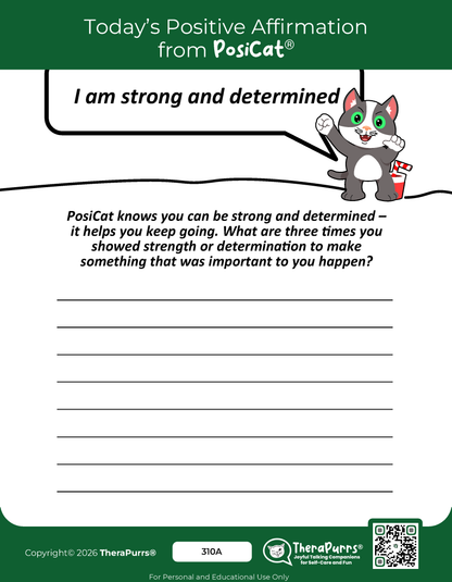 PosiCat's Printables - Activities Booklet 310: I am strong and determined
