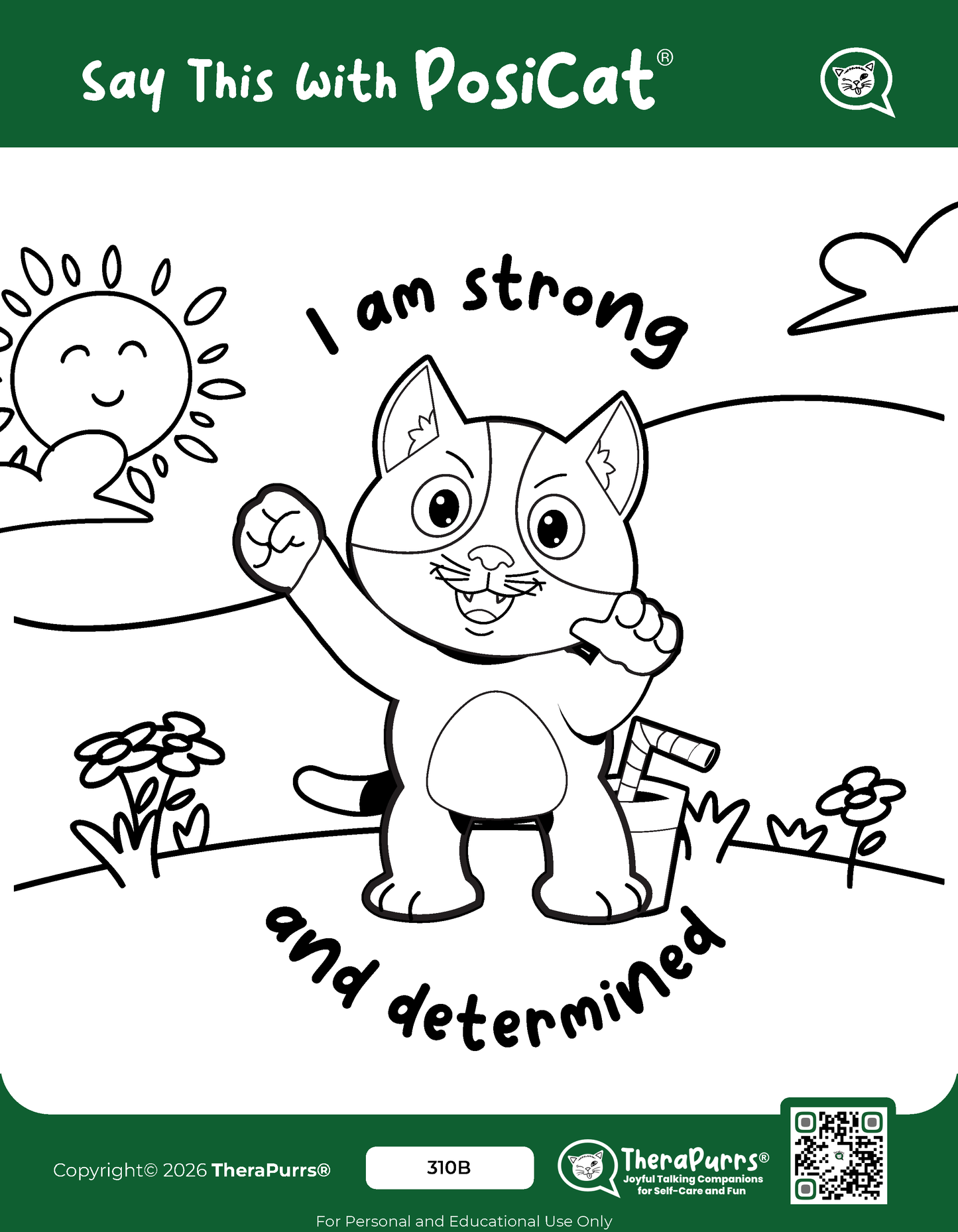 PosiCat's Printables - Activities Booklet 310: I am strong and determined