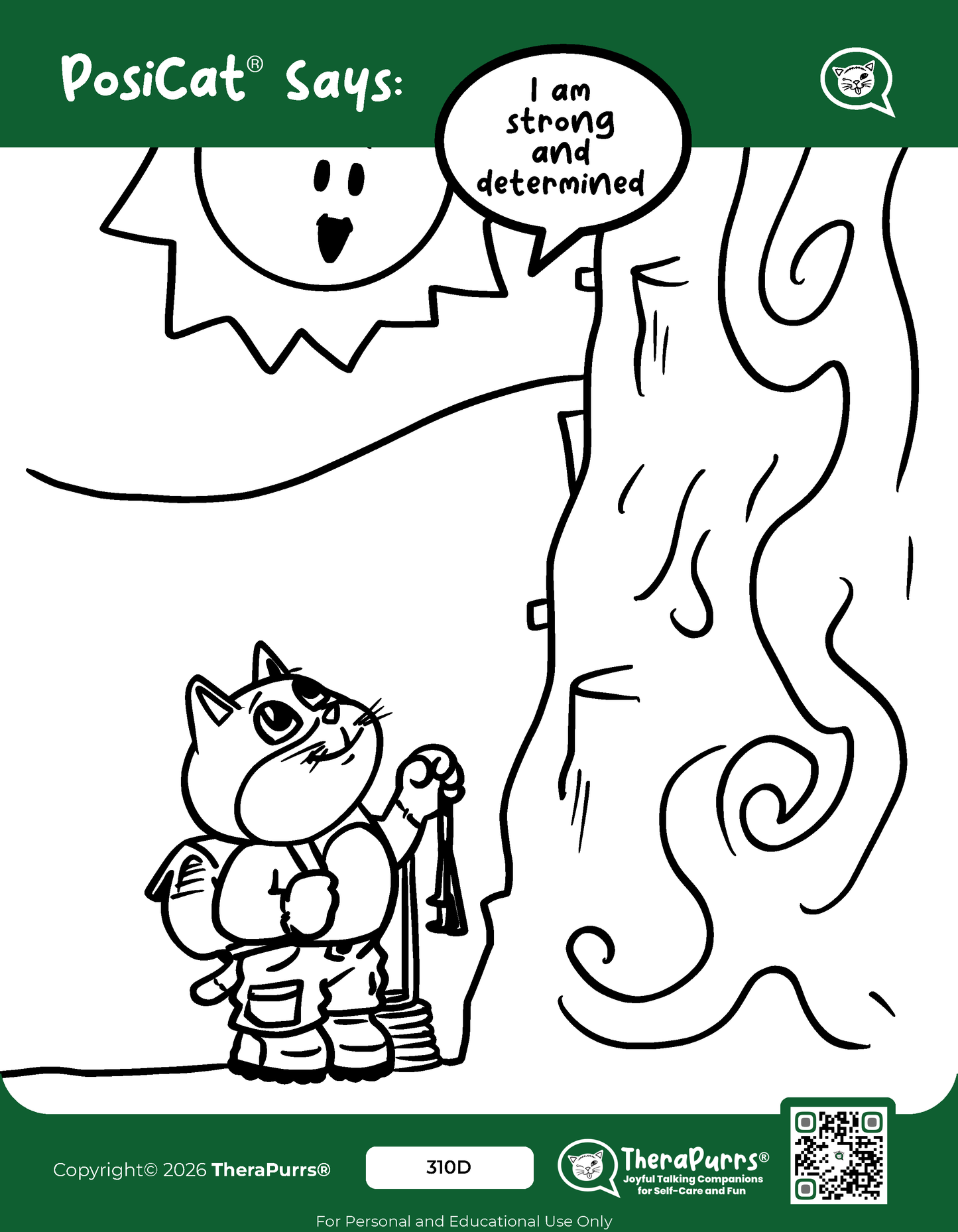 PosiCat's Printables - Activities Booklet 310: I am strong and determined