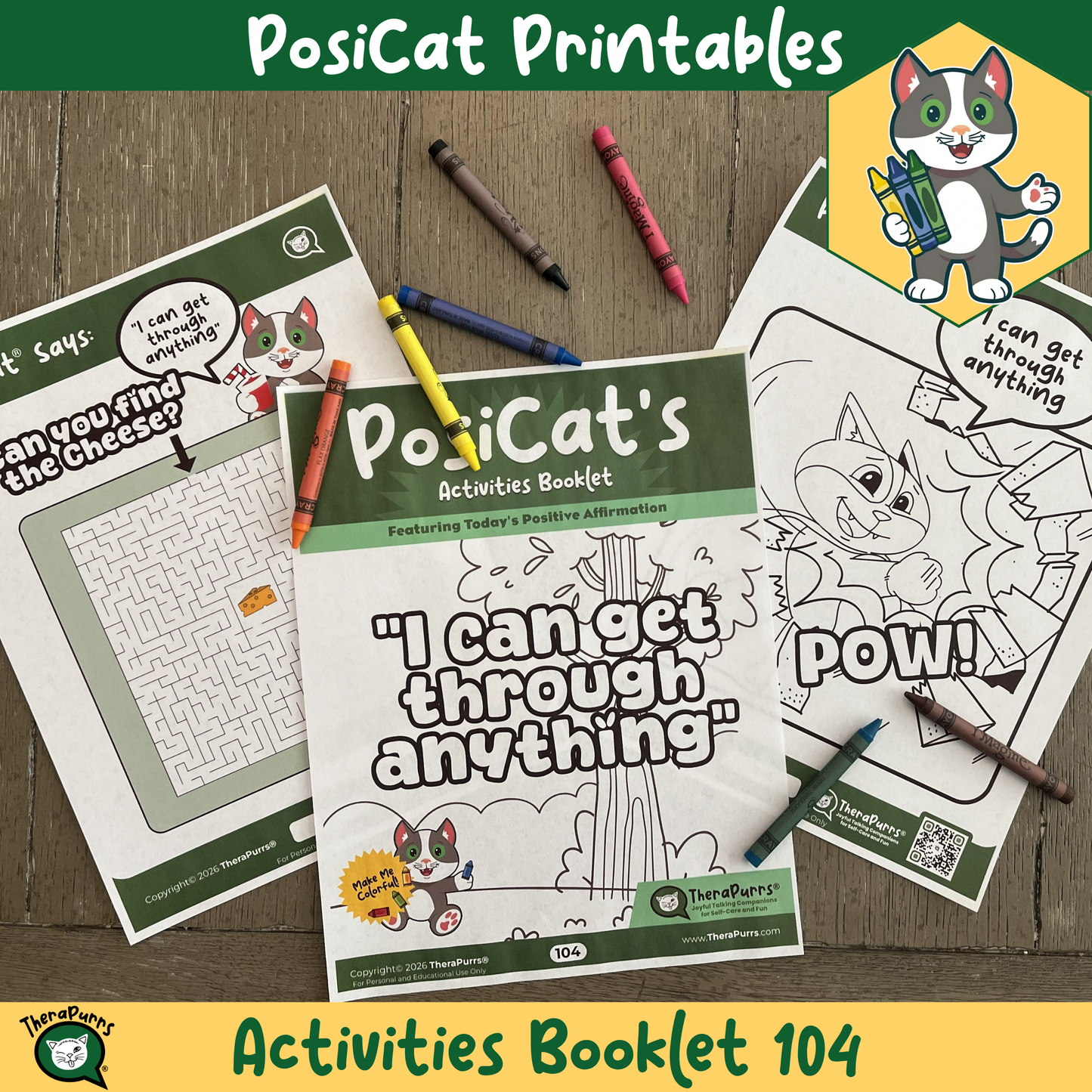 PosiCat's Printables - Activities Booklet 104: I can get through anything