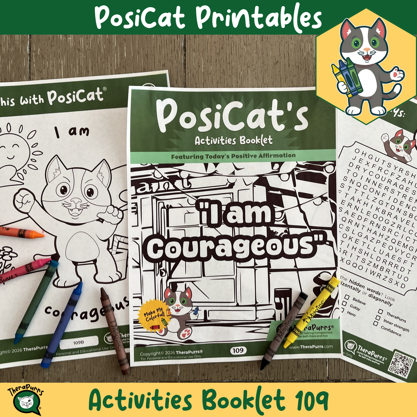 PosiCat's Printables - Activities Booklet 109: I am courageous