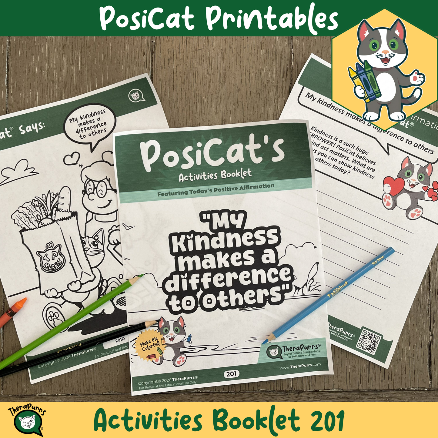 PosiCat's Printables - Activities Booklet 201: My kindness makes a difference to others