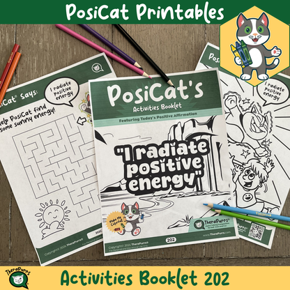 PosiCat's Printables - Activities Booklet 202: I radiate positive energy