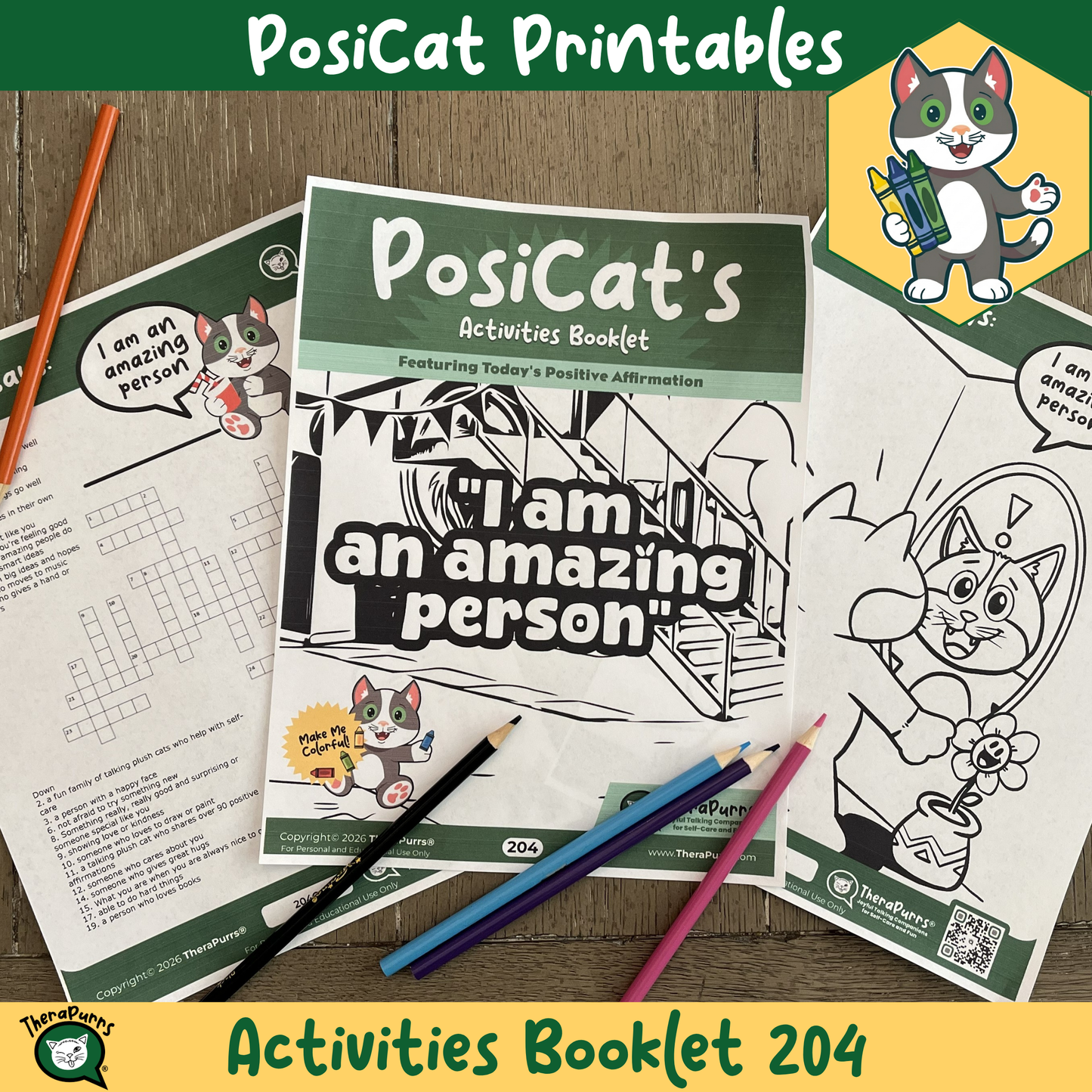 PosiCat's Printables - Activities Booklet 204: I am an amazing person