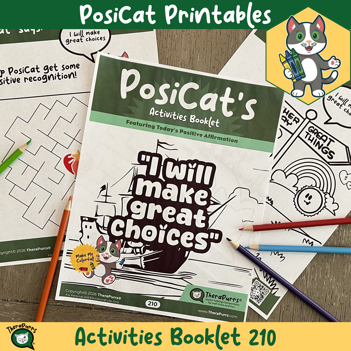 PosiCat's Printables - Activities Booklet 210: I will make great choices