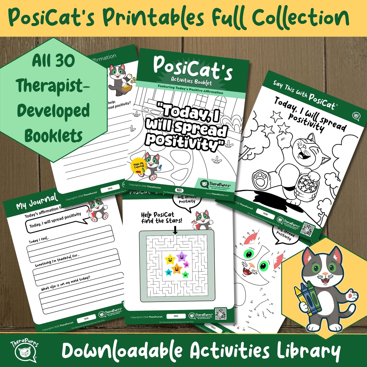 PosiCat's Printables Complete Set — All 30 6-page Downloadable Activities Booklets